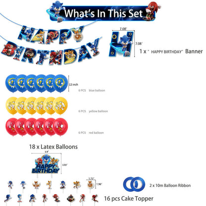 Sonic Birthday Theme Party Decoration Cartoon Drag Flag Insert Balloon Set D V1237-ZY-203-0991