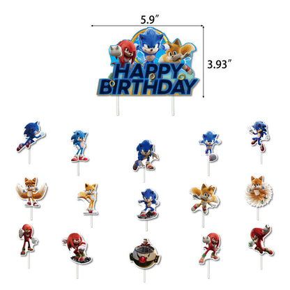 Sonic Birthday Theme Party Decoration Cartoon Drag Flag Insert Balloon Set D V1237-ZY-203-0991