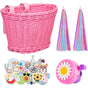 Pink purple children's bicycle basket with adjustable straps at the front V1237-ZY-203-1004