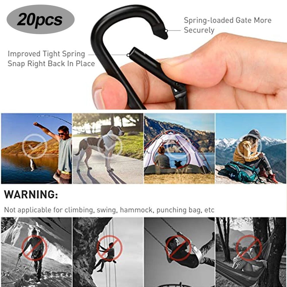 20 pcs Small Carabiners, Multifunctional Aluminum D-ring Clips_max V1237-ZY-203-1027