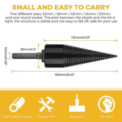 Industrial wood drill bits, wood cones, hexagonal shank, wood splitter, screw splitter, 38 mm V1237-ZY-203-1037