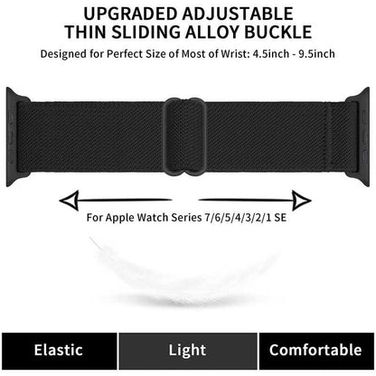Compatible with Apple Watch 42/44/45/49 mm Adjustable and Elastic Nylon Strap Black Black V1237-ZY-203-1129