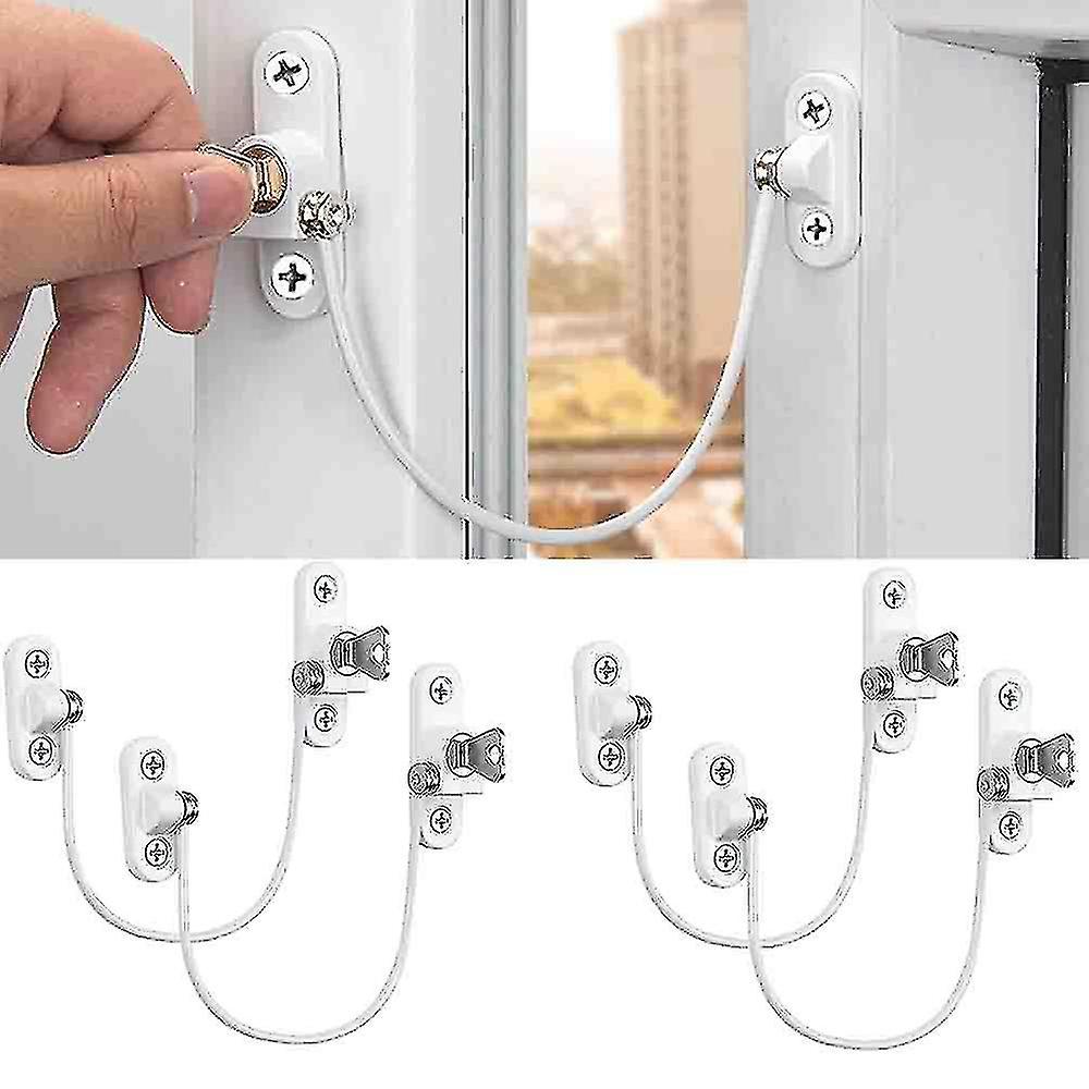 pcs Window Limiter, Window Stopper, Childproof Window Lock, Window Lock, Door Lock - White V1237-ZY-203-1132