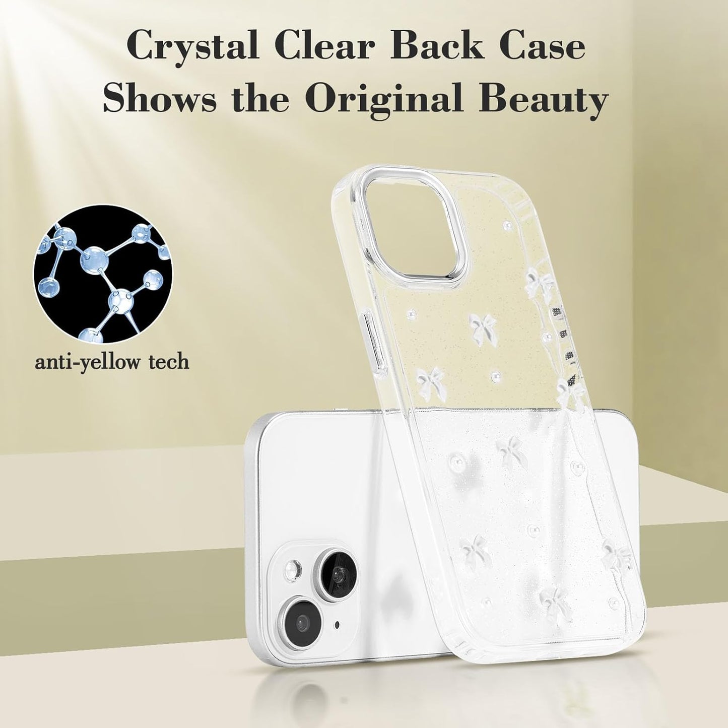Phone Case Compatible with iPhone 15, Shiny 3D Bowknot Phone Case, Cute Transparent Bowknot, Thin, Soft and V1237-ZY-203-1159