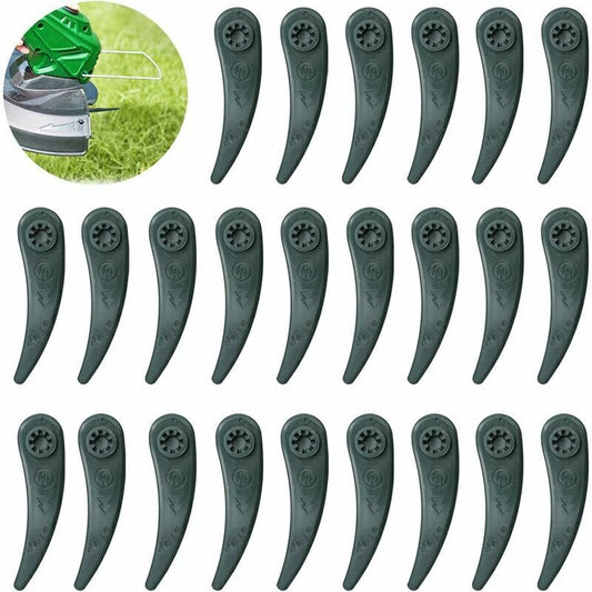 Pack of 24 replacement blades for Bosch Durablade Art 23-18 LI Art 26-18 LI lawn mowers, green. V1237-ZY-203-1190