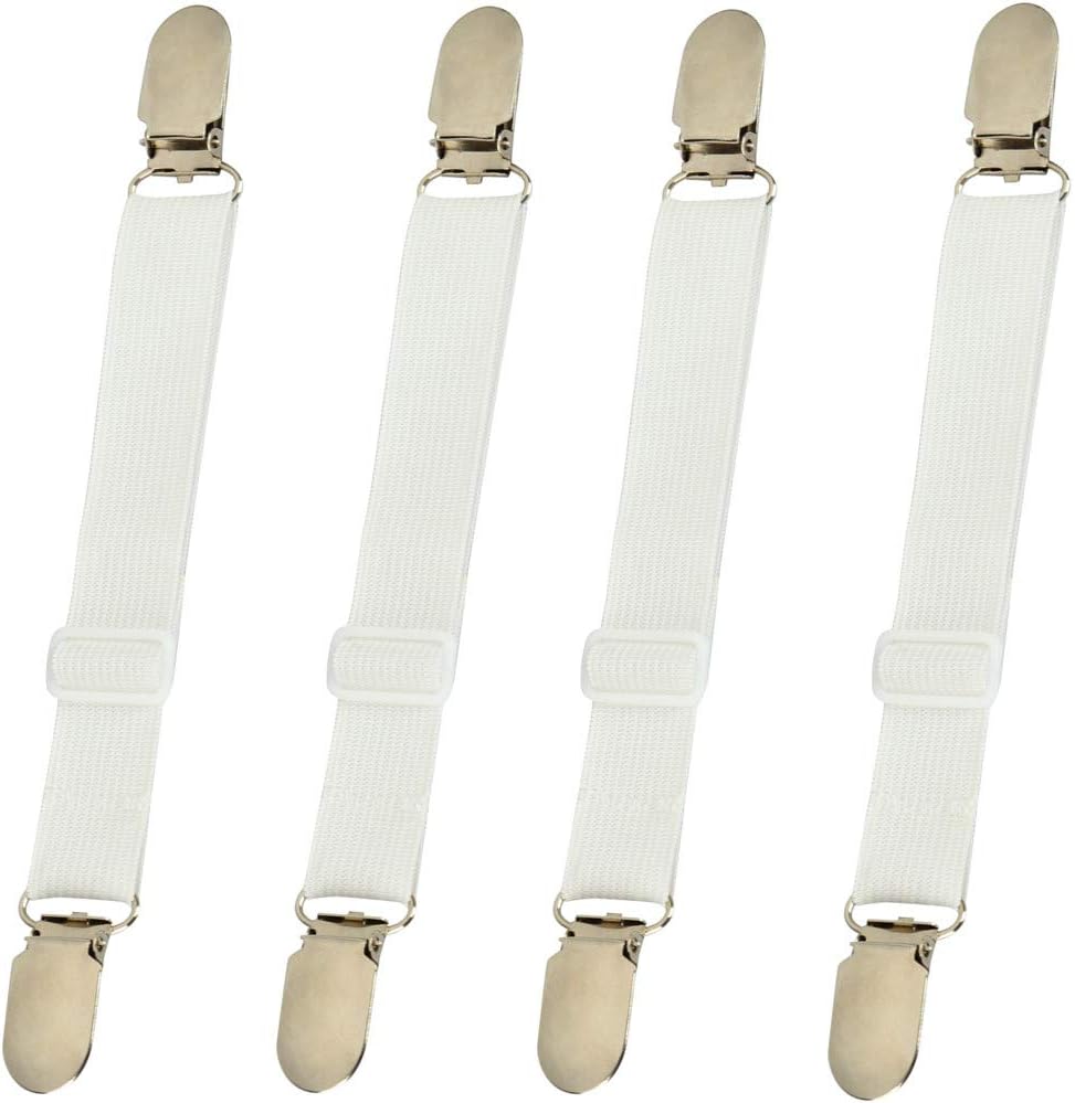 Sheet Clips Buckles Sheet Holder Mattress Clips, 4 pcs Adjustable Elastic Sheet Fasteners Buckles Holders V1237-ZY-203-1196
