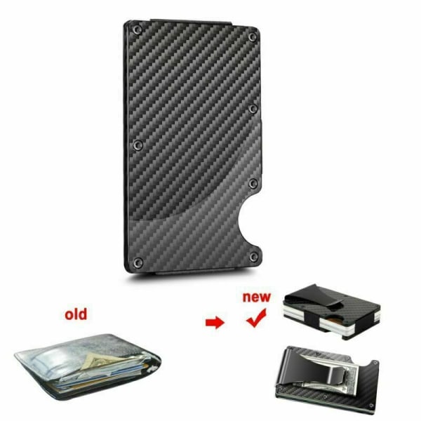 RFID Blocking Minimalist Carbon Fiber Card Holder with Money Clip for Men V1237-ZY-203-1208