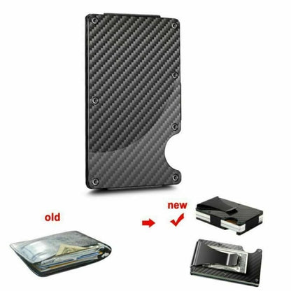 RFID Blocking Minimalist Carbon Fiber Card Holder with Money Clip for Men V1237-ZY-203-1208