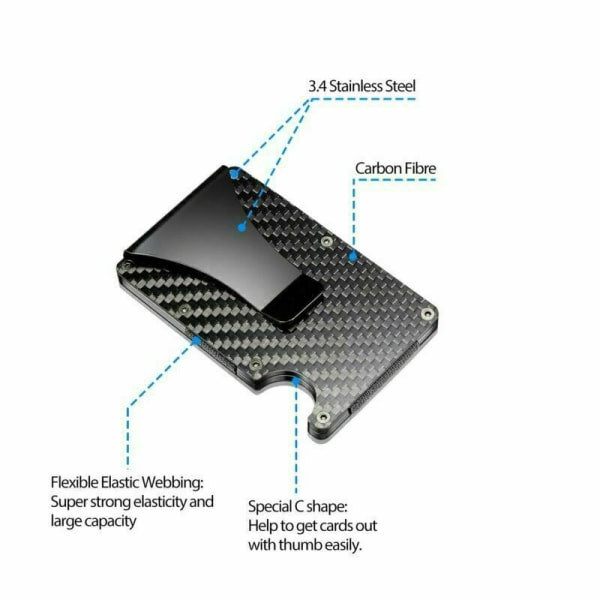 RFID Blocking Minimalist Carbon Fiber Card Holder with Money Clip for Men V1237-ZY-203-1208