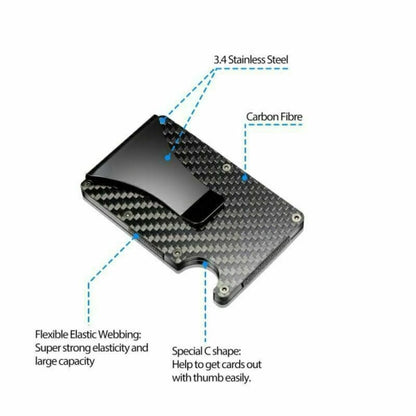 RFID Blocking Minimalist Carbon Fiber Card Holder with Money Clip for Men V1237-ZY-203-1208