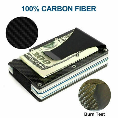 RFID Blocking Minimalist Carbon Fiber Card Holder with Money Clip for Men V1237-ZY-203-1208
