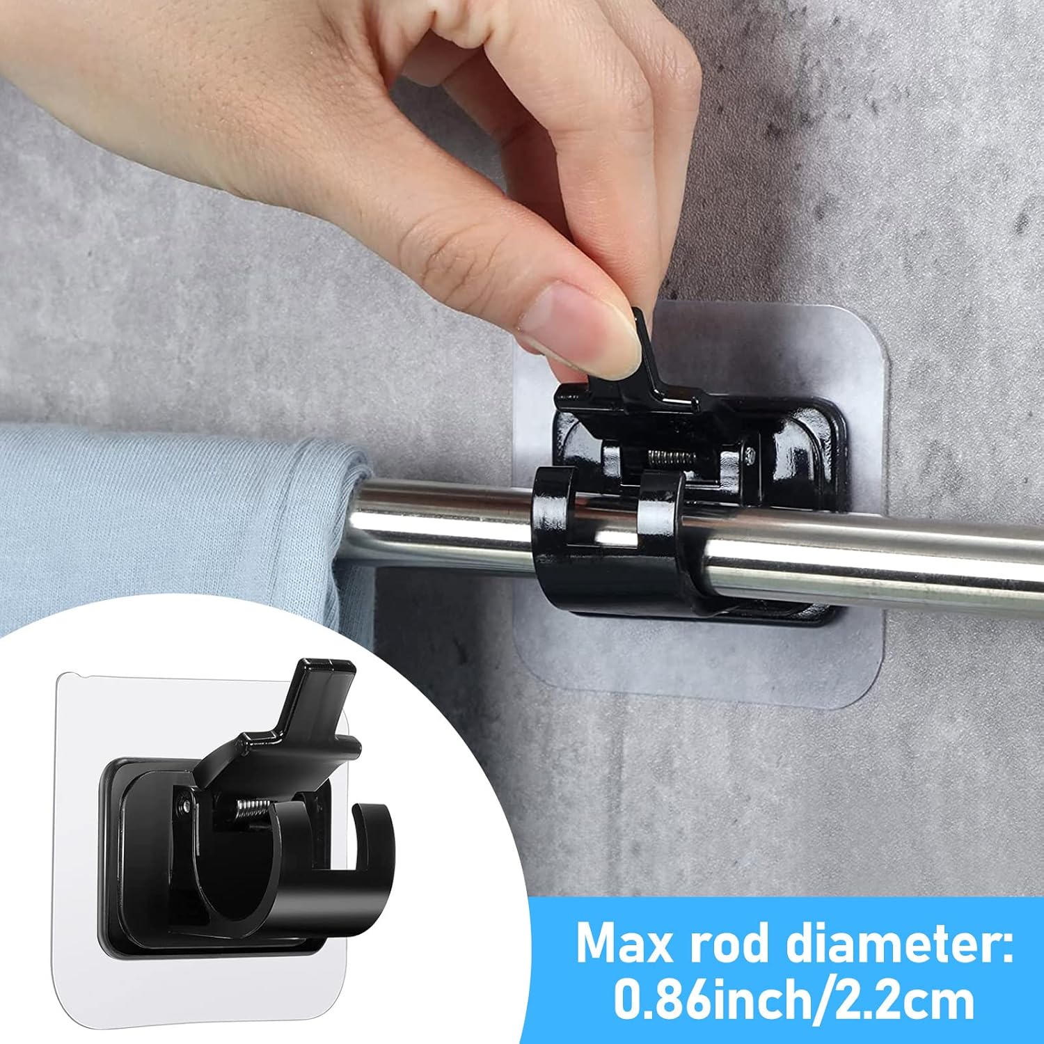 pcs Self-Adhesive Curtain Rod Holders, Nail-Free Adjustable Curtain Rod Brackets, Curtain Rod Wall Mounts V1237-ZY-203-1229