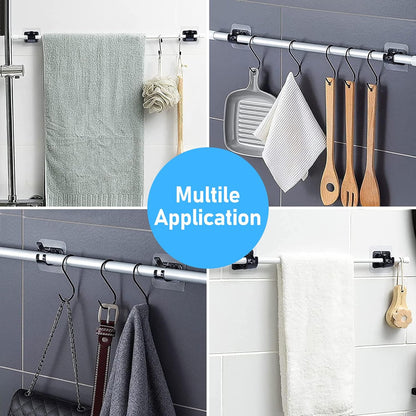 pcs Self-Adhesive Curtain Rod Holders, Nail-Free Adjustable Curtain Rod Brackets, Curtain Rod Wall Mounts V1237-ZY-203-1229