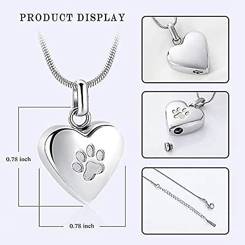 Cremation Necklace for Ashes with Heart Shaped Pet Charm, Memorial Jewelry V1237-ZY-203-1272