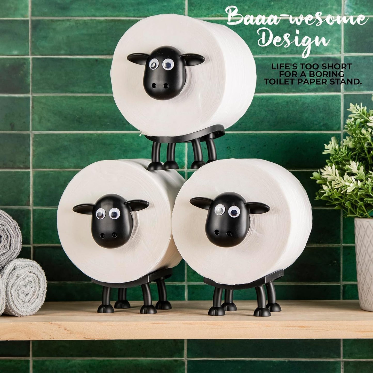 Toilet Paper Holder Sheep - Cute Bathroom Decor - Set of 3 V1237-ZY-203-1275