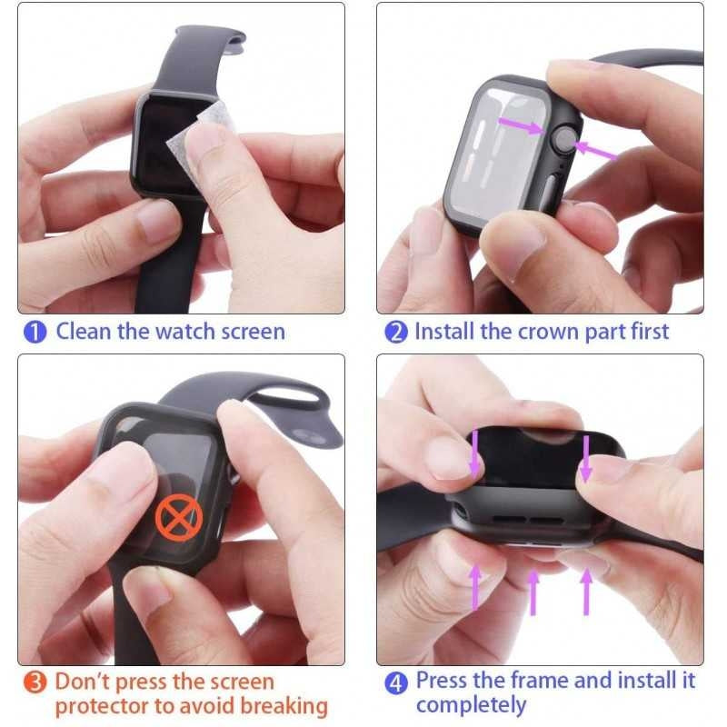 2-PACK Compatible with Apple Watch 40mm Shockproof Case 9H Tempered Glass 2in1 Rose Gold V1237-ZY-203-1290