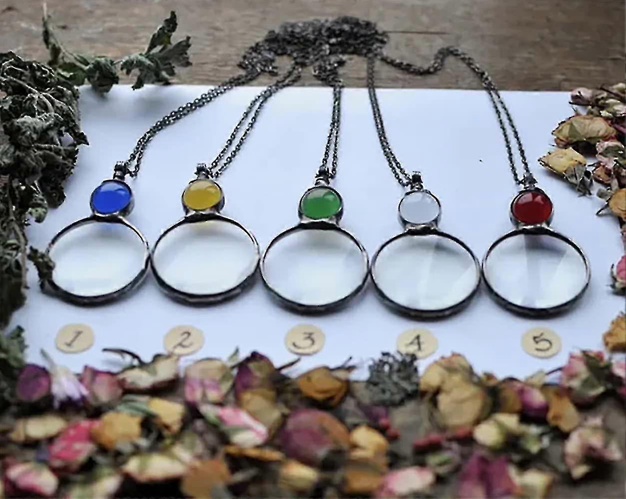 Magnifying Glass Necklace for Reading, Elderly Gift, Book Magnifying Glass Jewelry blue V1237-ZY-203-1306