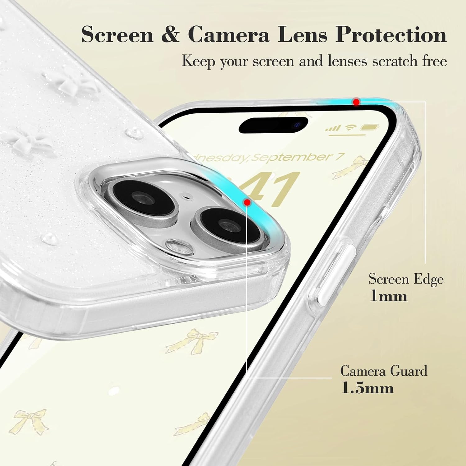 Mobile Case Compatible with iPhone 14 Plus, 3D Bowknot Mobile Case, Cute Transparent Bowknot, Thin, Soft and V1237-ZY-203-1316