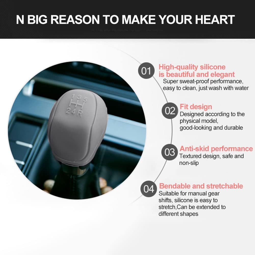 Ocean 2 x 6-Speed Car Silicone Gear Shift Knob Covers (Black and Grey) V1237-ZY-203-1341