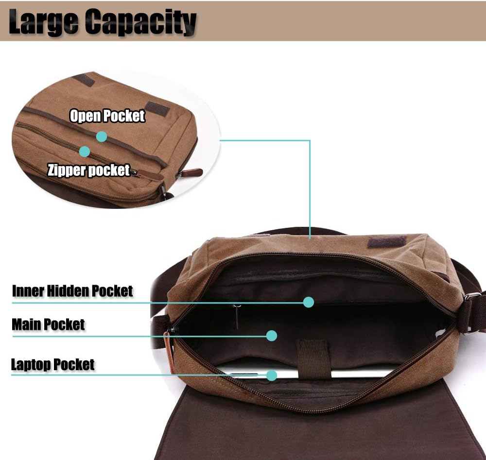 Men's shoulder bag canvas shoulder bag laptop bag school bag V1237-ZY-203-1362