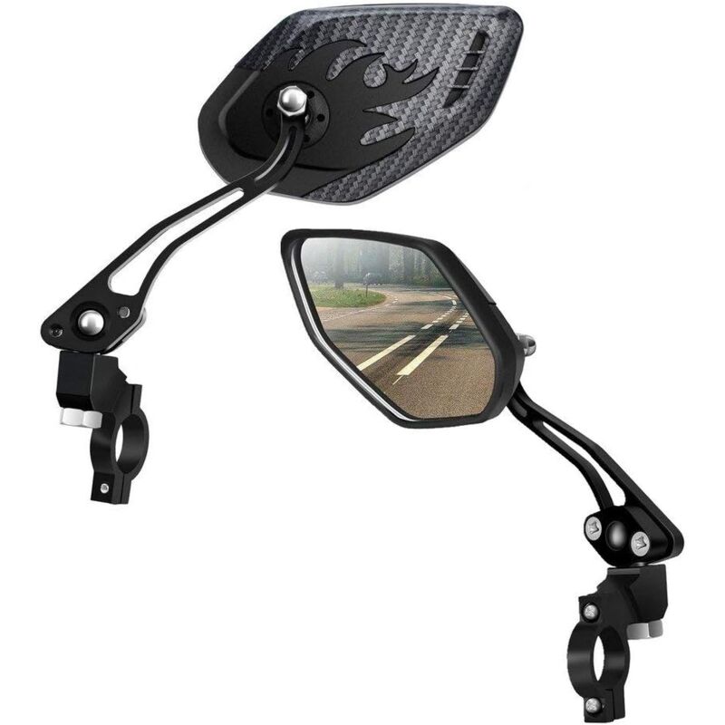 Bicycle Mirrors, [Upgraded Version] Two pcs HD Safety Glass Adjustable Rearview Mirrors for Mountain Bike, V1237-ZY-203-1386