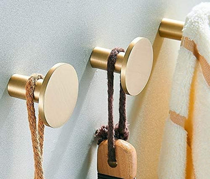 Set of 4 wall hooks in brushed brass, towel hooks in gold V1237-ZY-203-1408