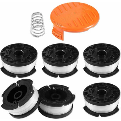 Trimmer Line Spool for Black and Decker Trimmers, 6-pack Trimmer Line Spools with 1 Spool Guard and 1 Spring V1237-ZY-203-1426