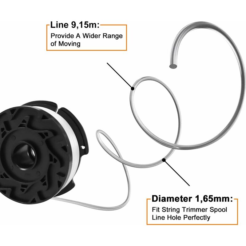 Trimmer Line Spool for Black and Decker Trimmers, 6-pack Trimmer Line Spools with 1 Spool Guard and 1 Spring V1237-ZY-203-1426