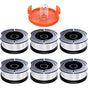 Black & Decker Trimmer Replacement Spools - 6 Pieces of 1.65mm Line, 10m Each, Includes Extra Spring & Cap V1237-ZY-203-1443