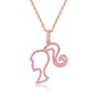 Barbie Necklace High Ponytail Girl Sterling Silver Hollowed Out Rose Red V1237-ZY-203-1446