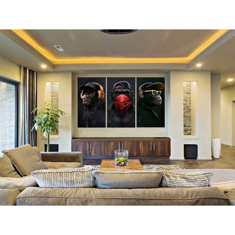 Wise Monkeys Wall Art on Canvas - Modern Home Decor - 30 x 50 cm, 3 Pieces V1237-ZY-203-1455