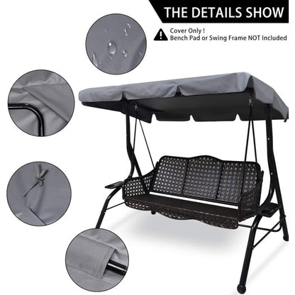 Replacement Cover for 3-Seater Garden Swing Waterproof UV Protection Gray Large V1237-ZY-203-1464