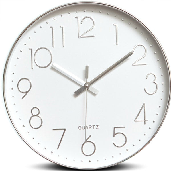 Minimalist Wall Clock (Silver), 30 cm (12 inches) Modern Silent Wall Clock, Silent Quartz Movement V1237-ZY-203-1481