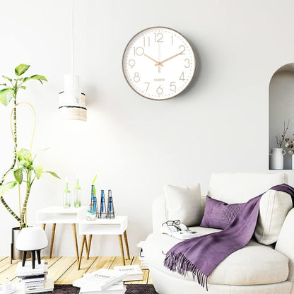 Minimalist Wall Clock (Silver), 30 cm (12 inches) Modern Silent Wall Clock, Silent Quartz Movement V1237-ZY-203-1481