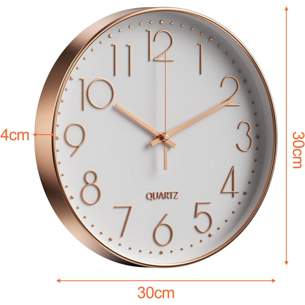 Minimalist Wall Clock (Silver), 30 cm (12 inches) Modern Silent Wall Clock, Silent Quartz Movement V1237-ZY-203-1481