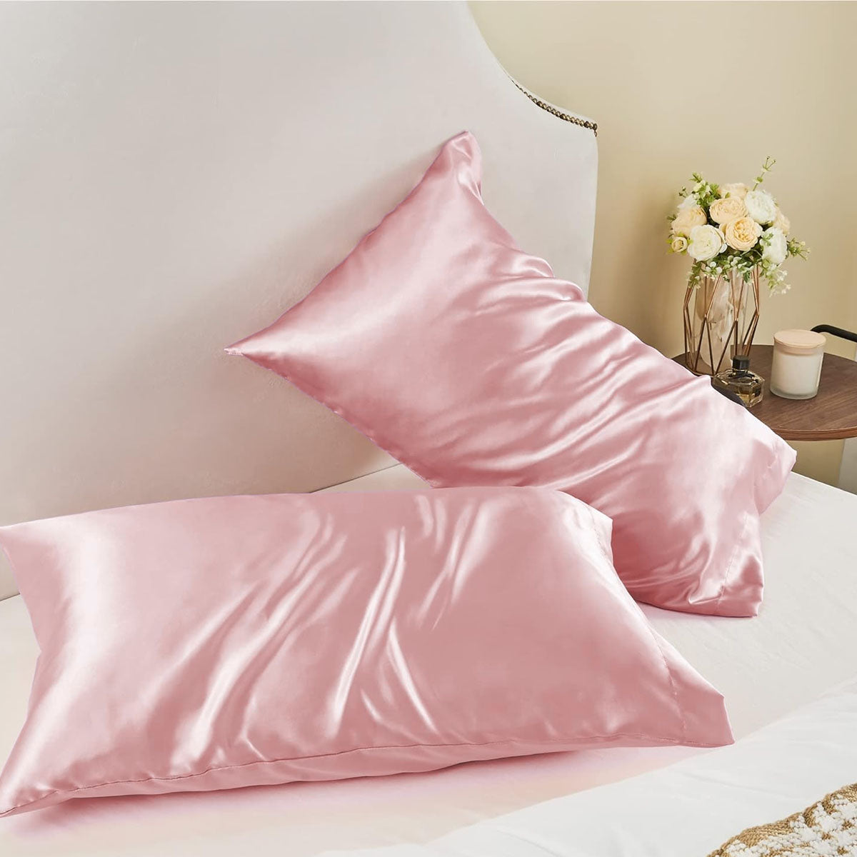 Satin Silk Pillowcase for Hair and Skin, Standard Size Pillowcase, 2-Pack, Super Soft Pillowcase with V1237-ZY-203-1493