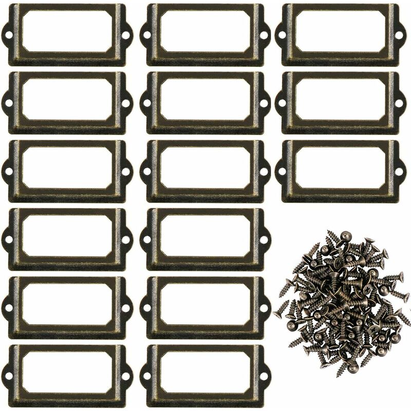 Metal label holder with screws for desk, bronze, 15 pcs, size 70x33mm V1237-ZY-203-1509