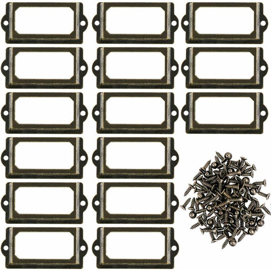 Metal label holder with screws for desk, bronze, 15 pcs, size 70x33mm V1237-ZY-203-1509