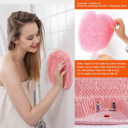 2-pack shower back and foot scrubber, wall-mounted back scrubber silicone bath massage brush with suction cups V1237-ZY-203-1534