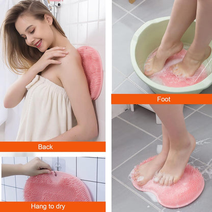 2-pack shower back and foot scrubber, wall-mounted back scrubber silicone bath massage brush with suction cups V1237-ZY-203-1534