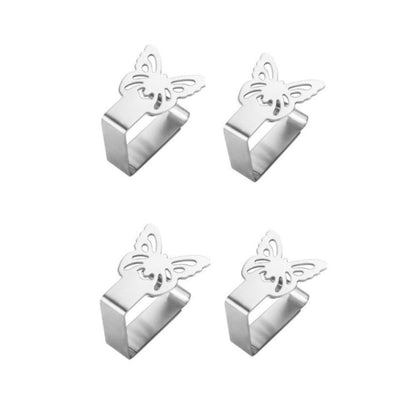 INF Butterfly-Shaped Cloth Clips / Cloth Holders, 4-pack Silver V1237-ZY-203-1560
