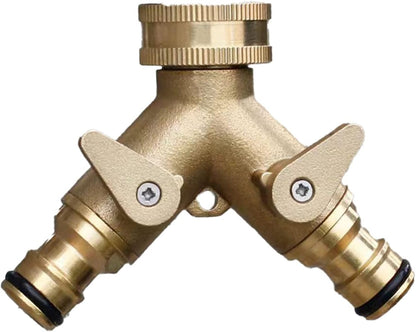 2-way brass tap connector, with single valves, yellow V1237-ZY-203-1561