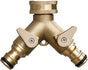 2-way brass tap connector, with single valves, yellow V1237-ZY-203-1561