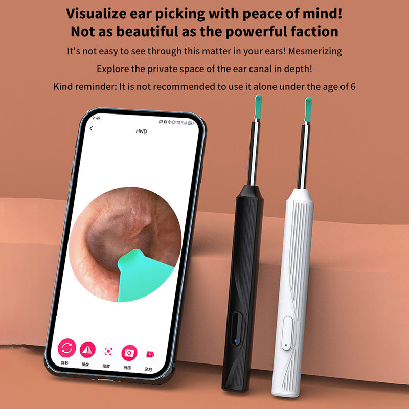 ST 1080P Wireless Ear Cleaning Otoscope Ear Cleaning Tool Black 8 PCS Set V1237-ZY-203-1583