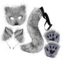 Grey Fox Tail & Cat Ears Costume Set with Gloves for Halloween Cosplay grey V1237-ZY-203-1614