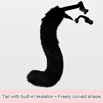 Grey Fox Tail & Cat Ears Costume Set with Gloves for Halloween Cosplay grey V1237-ZY-203-1614