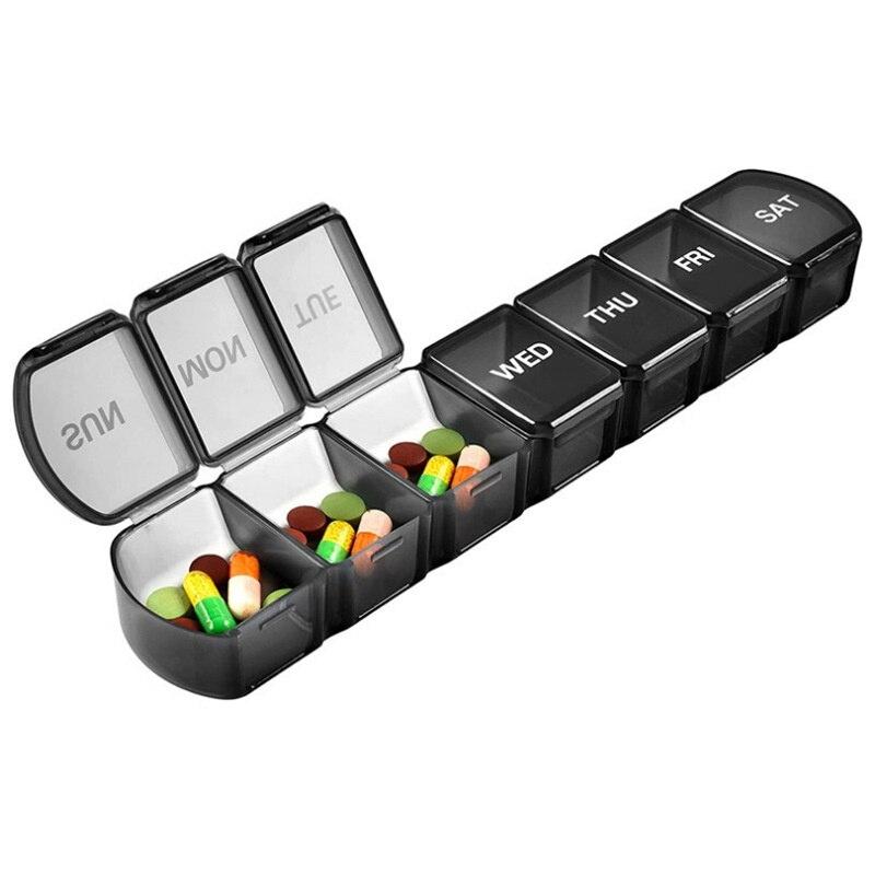 Medicine dispenser for 1 week with large compartments black V1237-ZY-203-1651