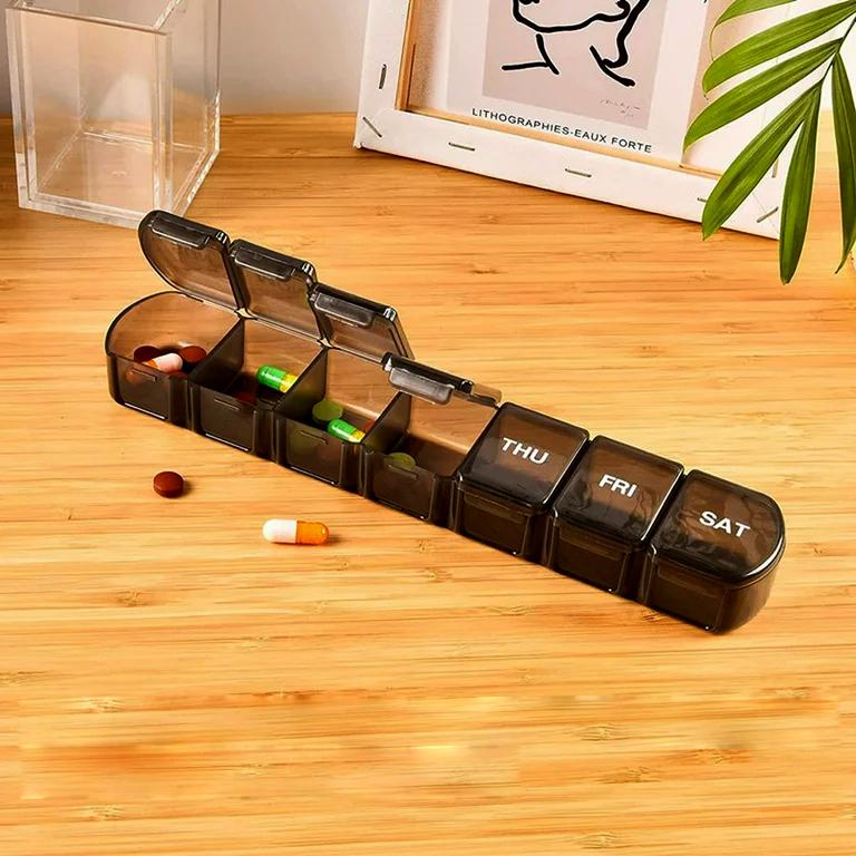 Medicine dispenser for 1 week with large compartments black V1237-ZY-203-1651