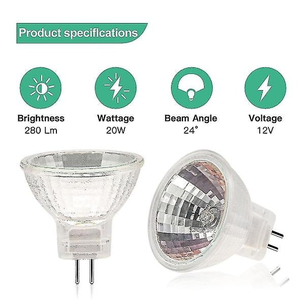 MR11 Halogen Bulbs (12-pack), GU4 Halogen Bulbs 12V 20W, MR11 GU4 Dimmable Bulbs for Ceiling Lighting - V1237-ZY-203-1696