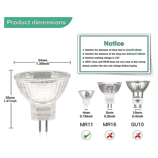 MR11 Halogen Bulbs (12-pack), GU4 Halogen Bulbs 12V 20W, MR11 GU4 Dimmable Bulbs for Ceiling Lighting - V1237-ZY-203-1696